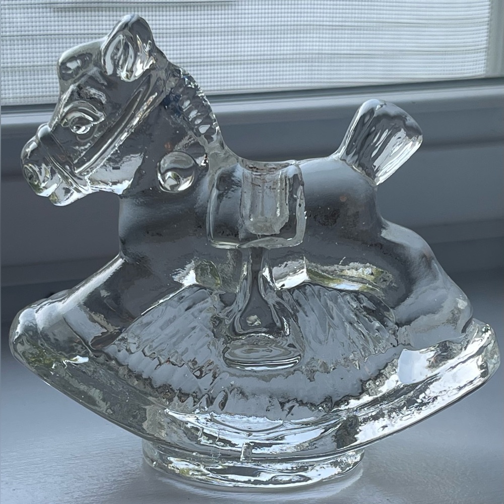 VTG Glass Rocking Horse Candle Holder (or Paper Weight)